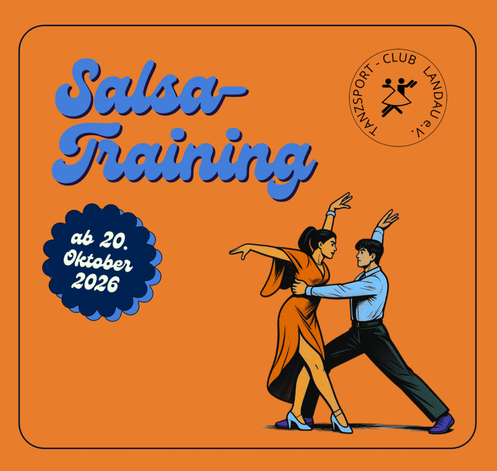Der TSC Landau bietet ab 20.10.2026 ein regelmäßiges Salsa-Training an. Nach den Herbstferien findet das Training jeden Dienstag von 18.00 Uhr - 19.00 Uhr in der Pestalozzi-Gymnastikhalle statt.